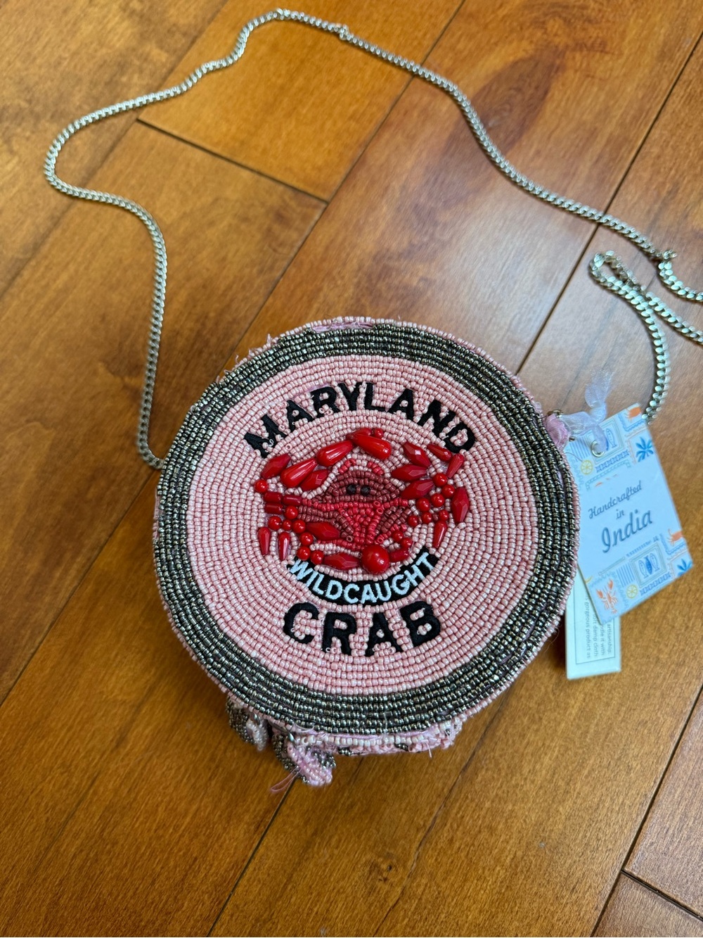 Maryland Crab Beaded Crossbody Bag - Pink & red - Picture 2 of 5